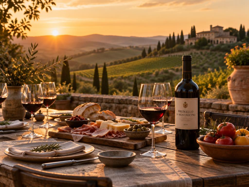Vineyard estate wine tasting at golden hour