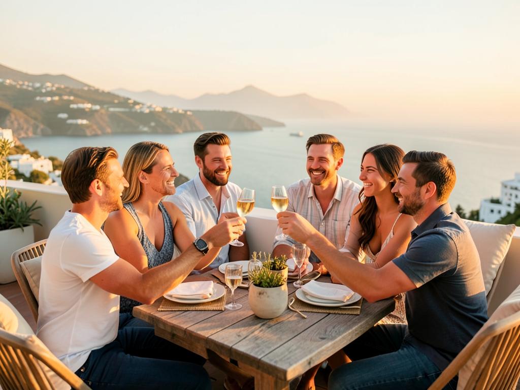 Luxury open-air terrace at sunset